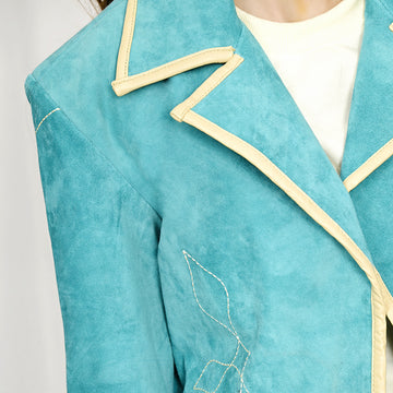 Genuine Vintage leather Women shirt Blazer jacket dress ladies girl